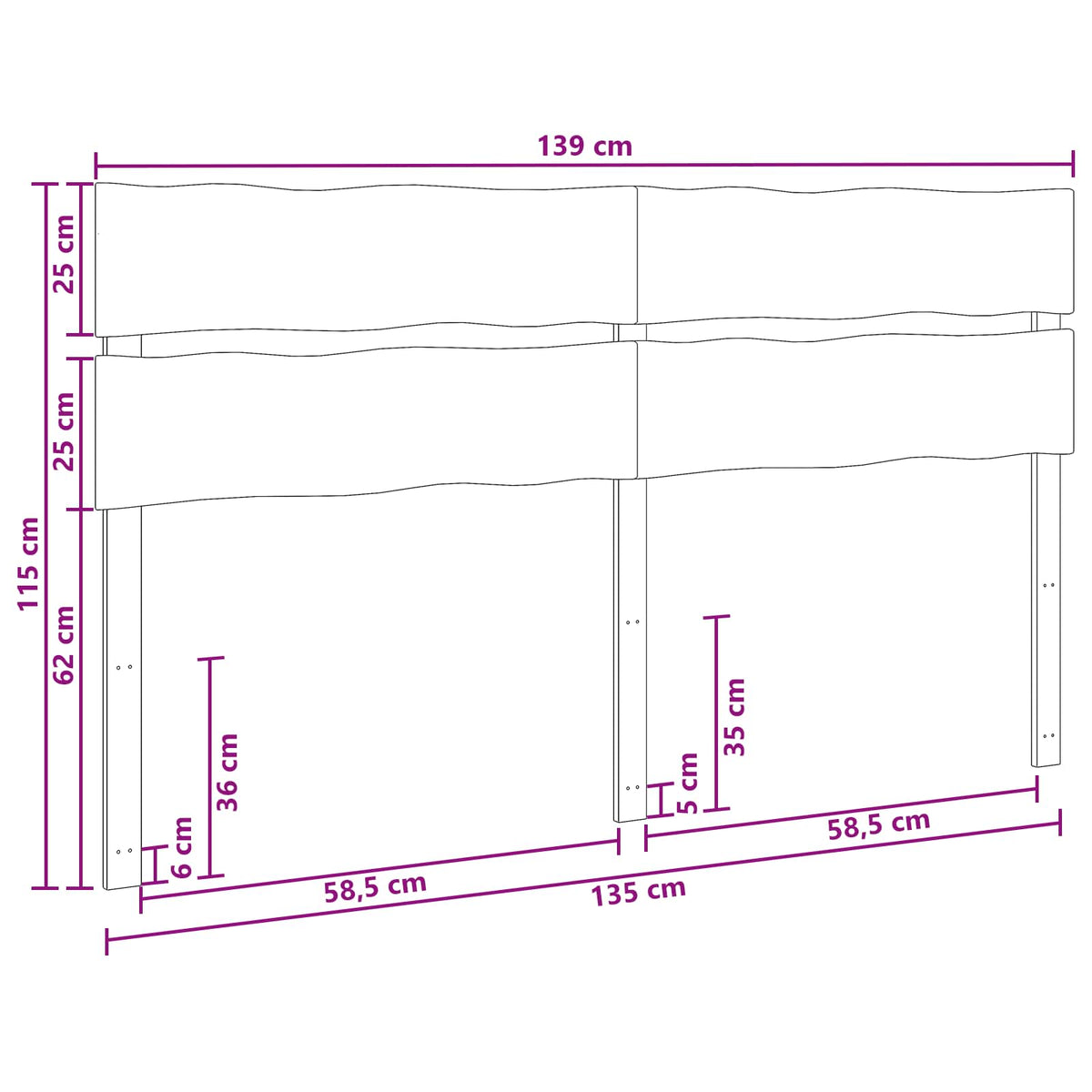 Live Edge Hoofdbord ROSTOCK Naturel 135 cm Massief Acaciahout