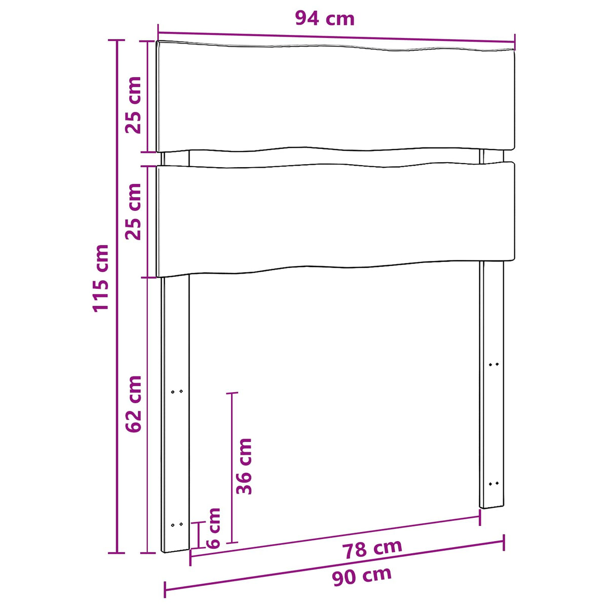 Live Edge Hoofdbord ROSTOCK Donkerbruin 90 cm