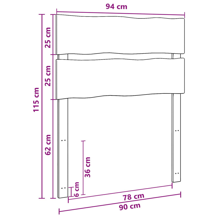 Live Edge Hoofdbord ROSTOCK Wit 90 cm Massief Acaciahout