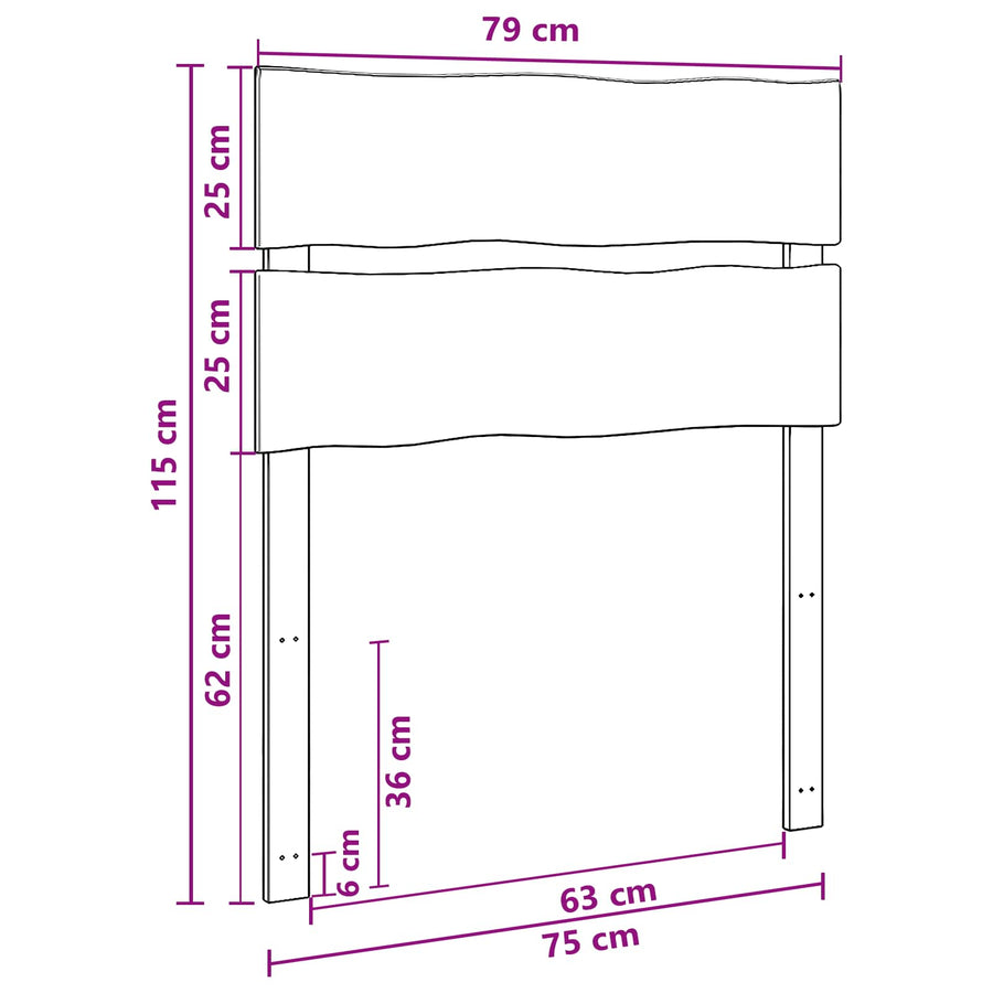 Live Edge Hoofdbord ROSTOCK Donkerbruin 75 cm