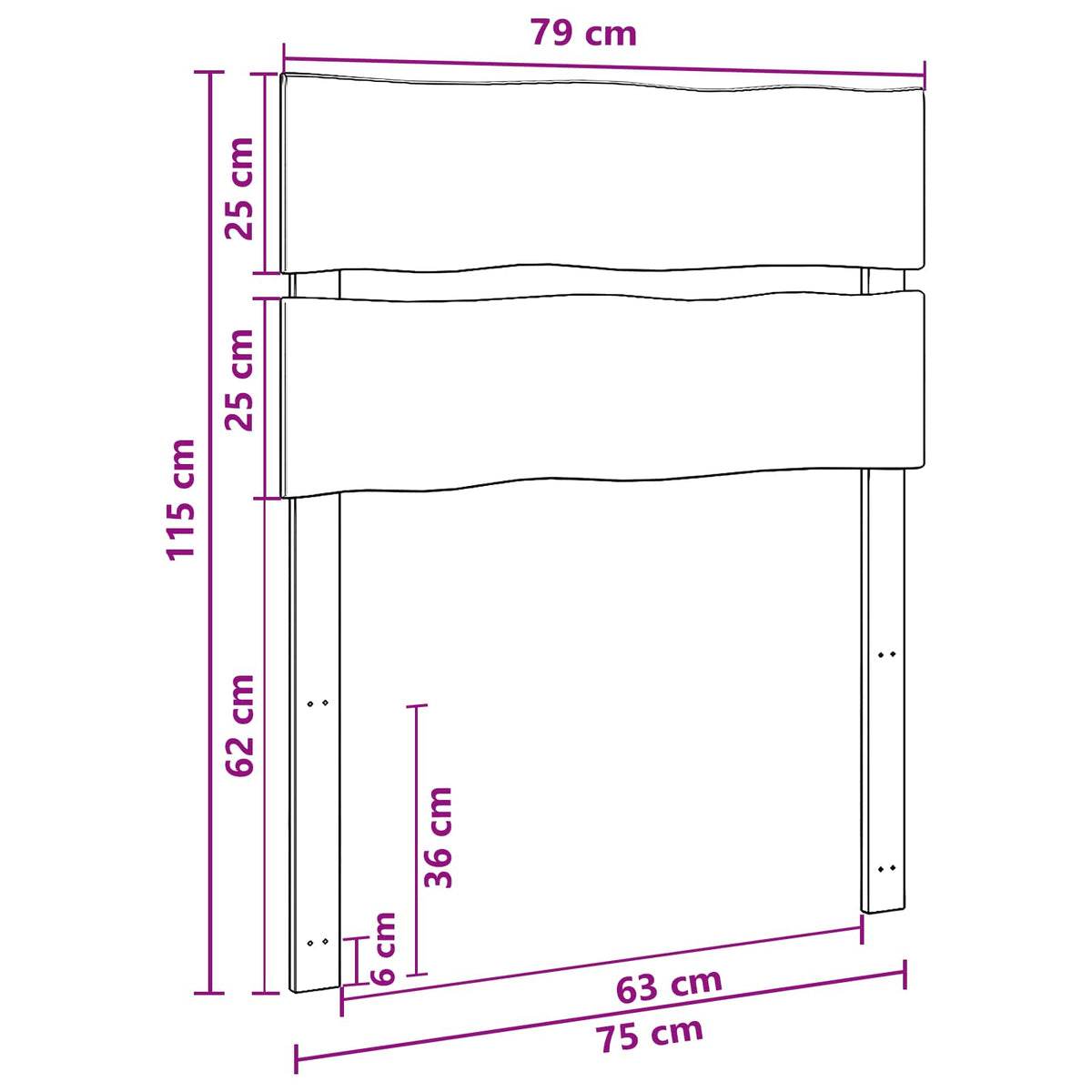 Live Edge Hoofdbord ROSTOCK Naturel 75 cm Massief Acaciahout