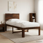 Bed 75x190 cm massief acaciahout donkerbruin hoofdbord