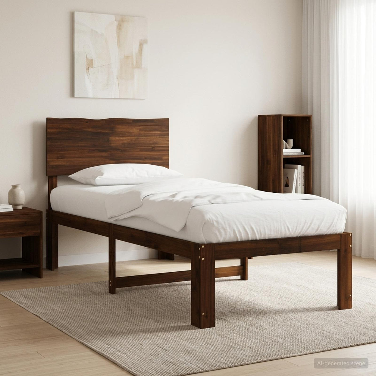 Eenpersoonsbed met hoofdbord ROSTOCK Donkerbruin 75 x 190 cm