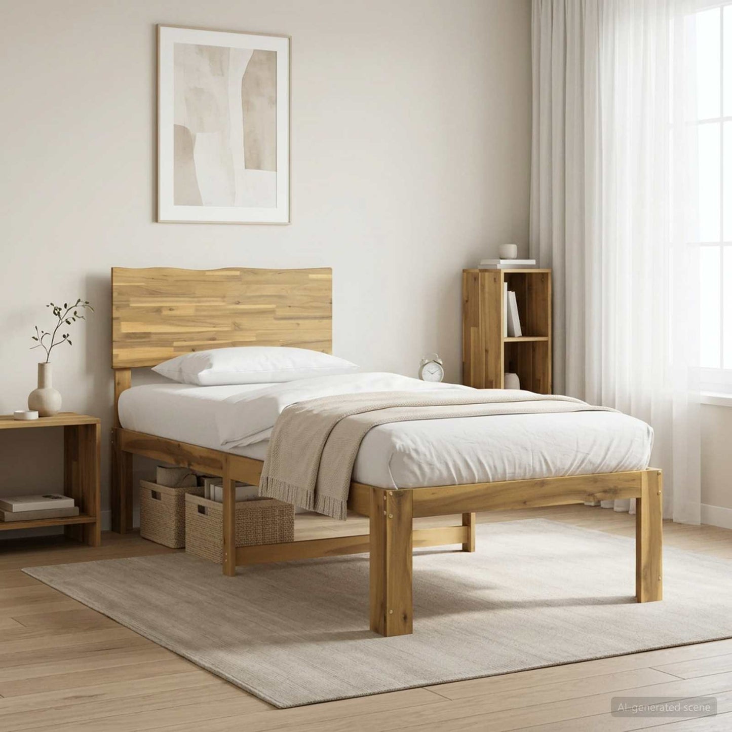 Eenpersoonsbed met hoofdbord ROSTOCK Wit 90 x 190 cm