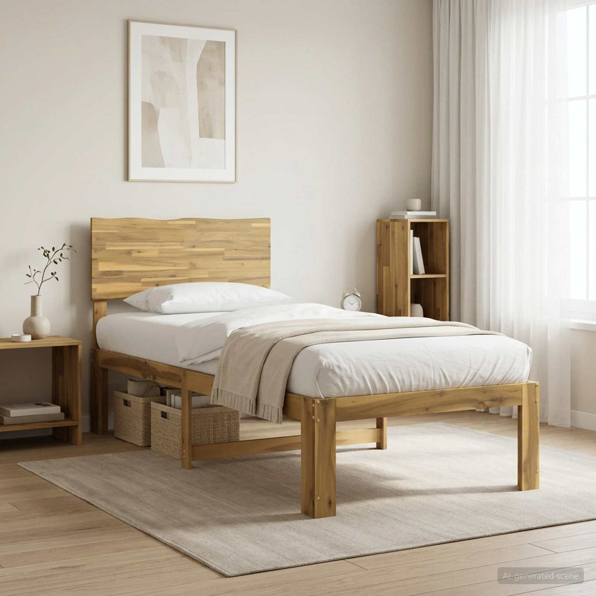 Eenpersoonsbed met hoofdbord ROSTOCK Wit 90 x 190 cm
