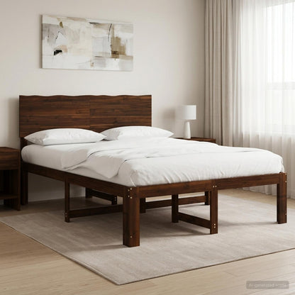 Tweepersoonsbed met hoofdeinde ROSTOCK Donkerbruin 120 x 190 cm
