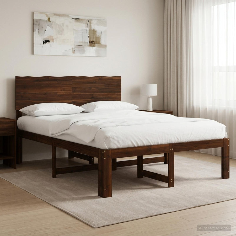 Tweepersoonsbed met hoofdeinde ROSTOCK Donkerbruin 120 x 190 cm