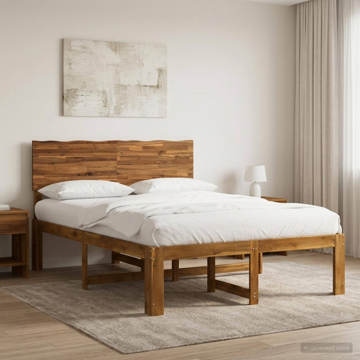 Tweepersoonsbed met hoofdeinde ROSTOCK Naturel 120 x 190 cm