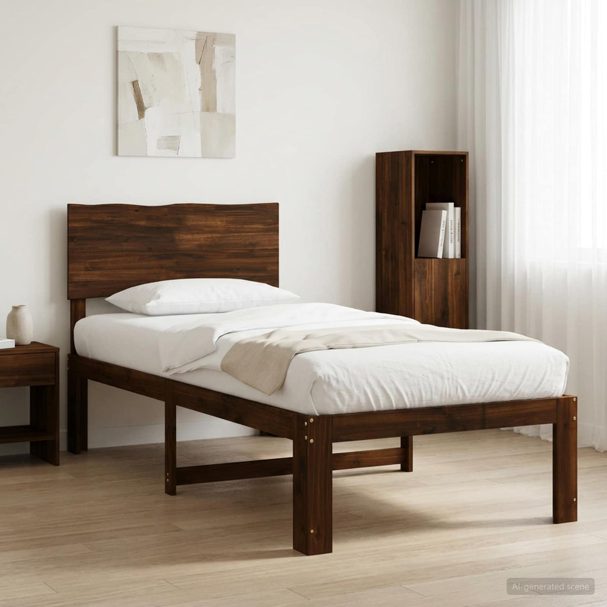 Eenpersoonsbed met hoofdbord ROSTOCK Donkerbruin 80 x 200 cm