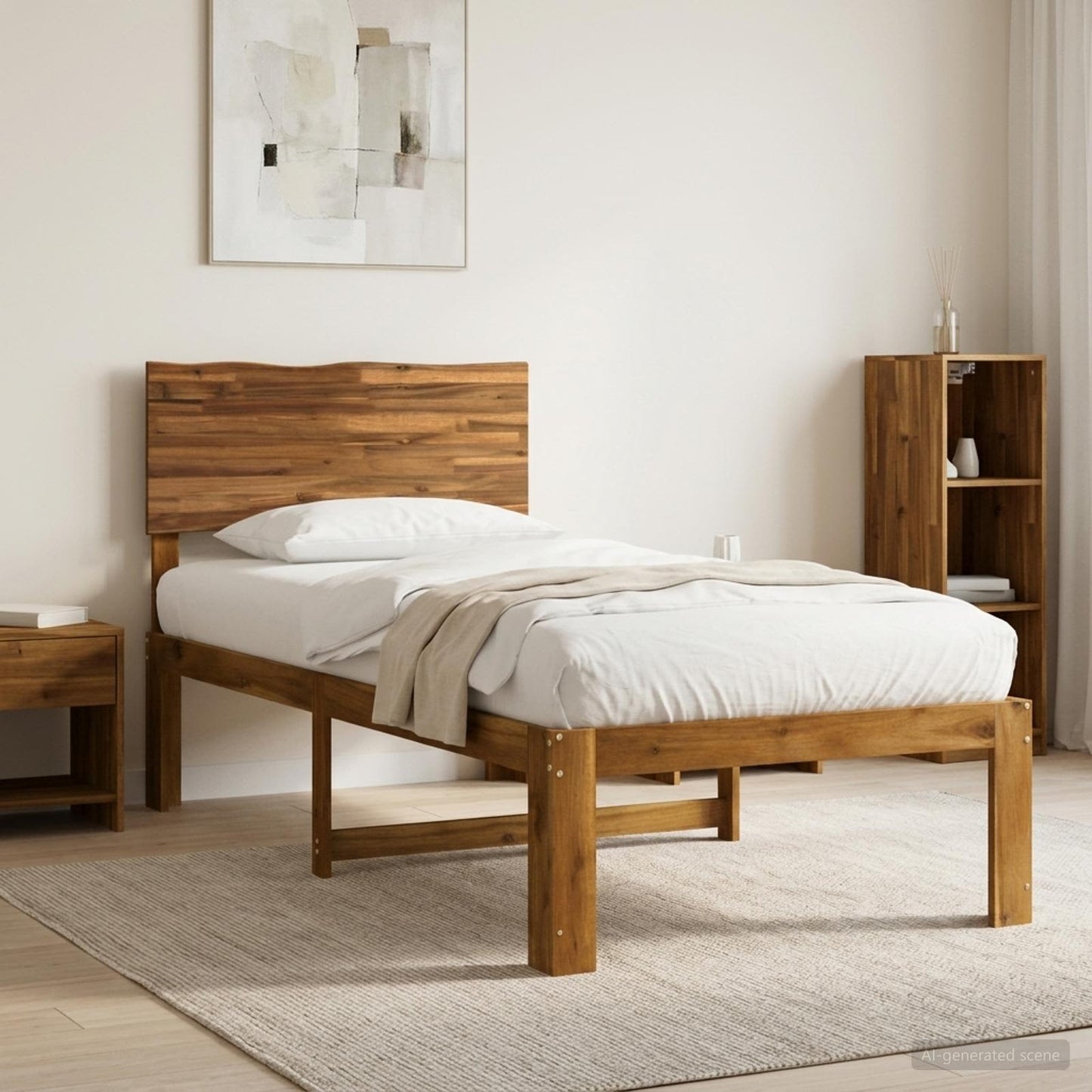 Eenpersoonsbed met hoofdbord ROSTOCK Naturel 80 x 200 cm