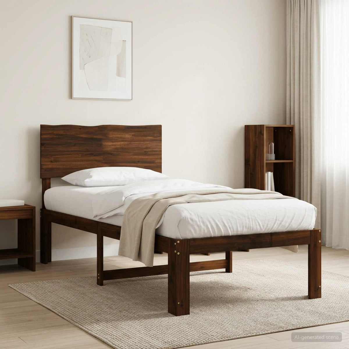 Eenpersoonsbed met hoofdbord ROSTOCK Donkerbruin 90 x 200 cm