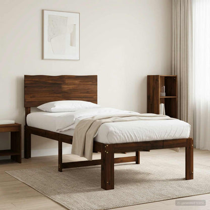Eenpersoonsbed met hoofdbord ROSTOCK Donkerbruin 90 x 200 cm