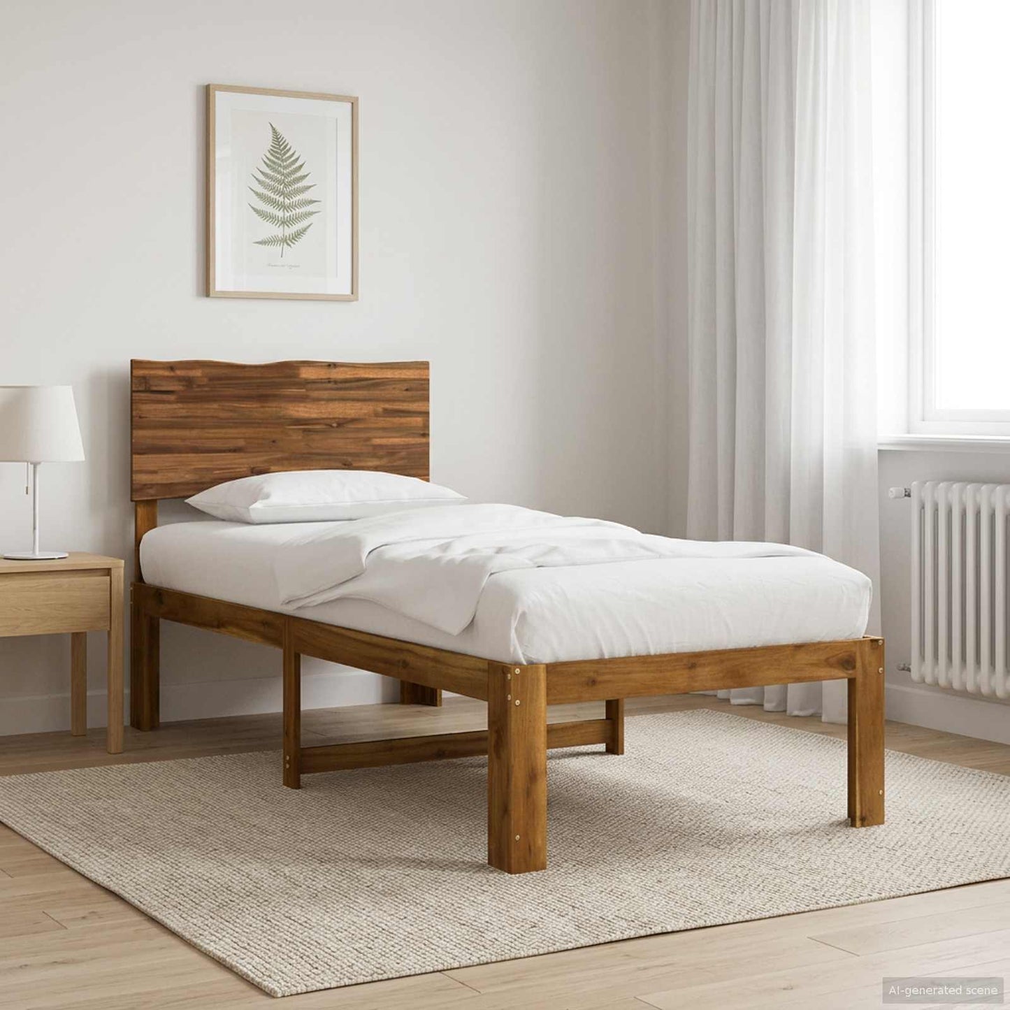 Eenpersoonsbed met hoofdbord ROSTOCK Naturel 90 x 200 cm