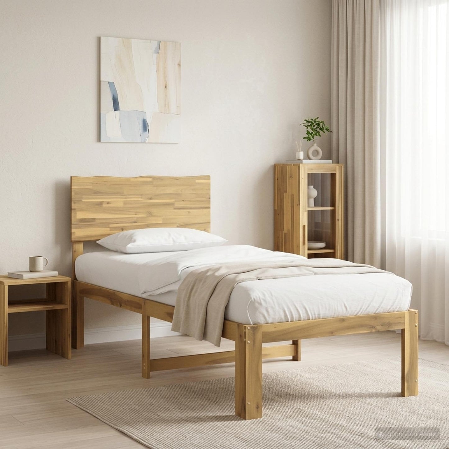 Eenpersoonsbed met hoofdbord ROSTOCK Wit 90 x 200 cm