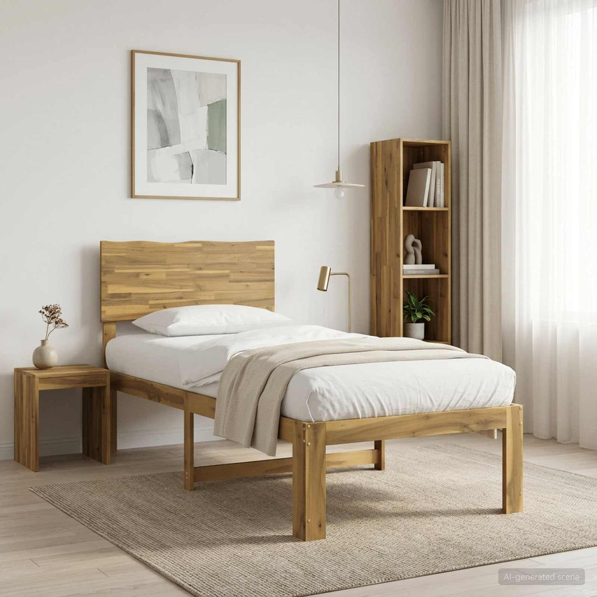 Eenpersoonsbed met hoofdbord ROSTOCK Wit 100 x 200 cm