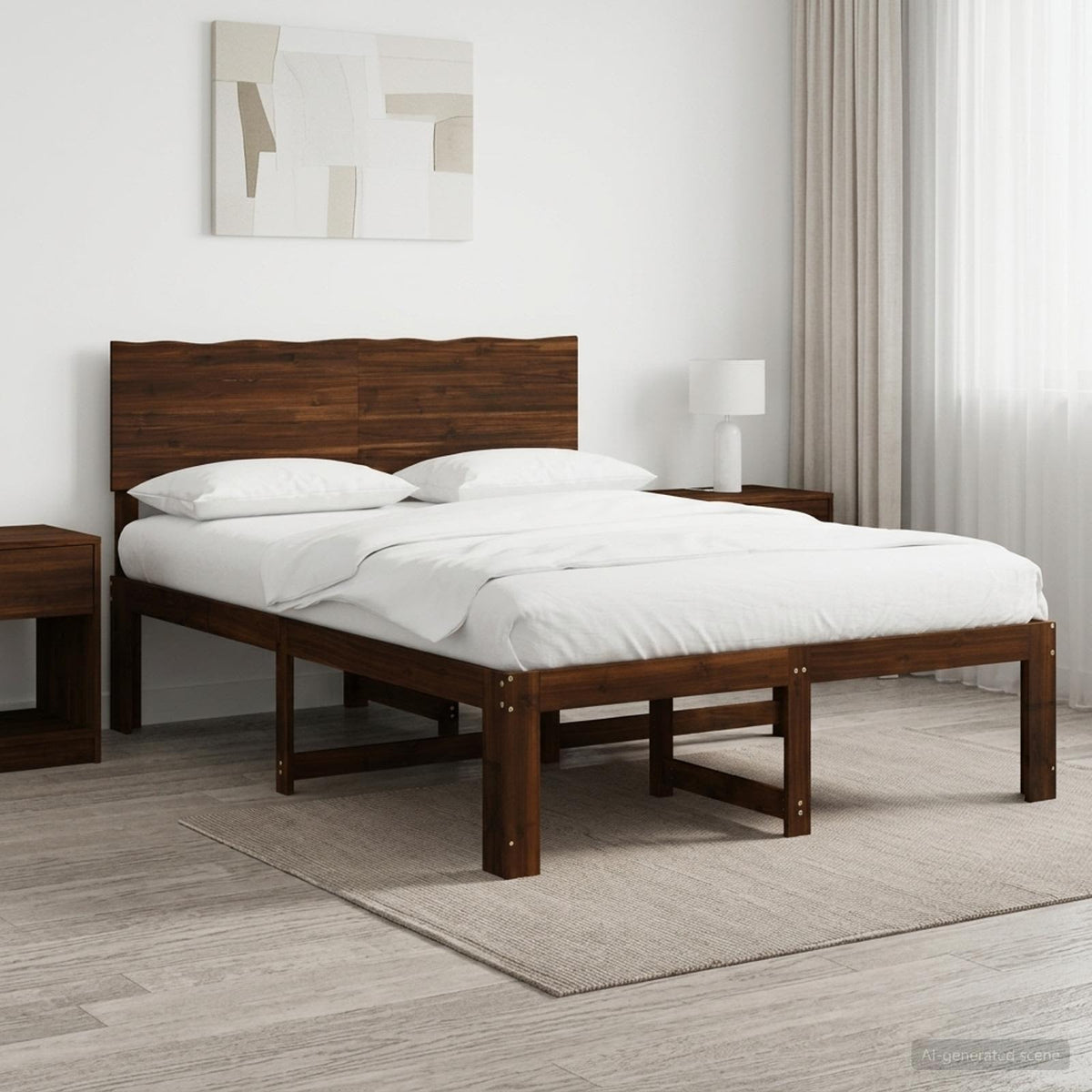 Tweepersoonsbed met hoofdeinde ROSTOCK Donkerbruin 120 x 200 cm