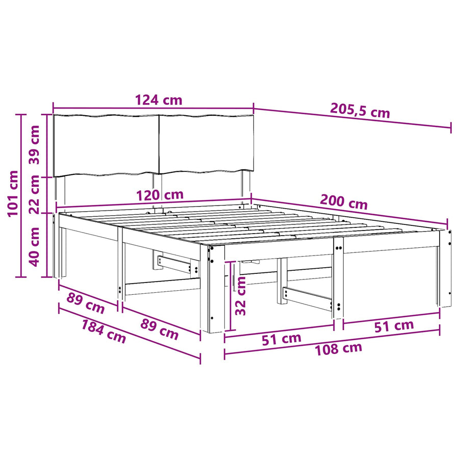 Tweepersoonsbed met hoofdeinde ROSTOCK Donkerbruin 120 x 200 cm