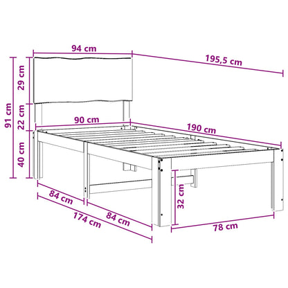Eenpersoonsbed met hoofdbord ROSTOCK Naturel 90 x 190 cm