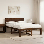 Tweepersoonsbed massief acaciahout 120x190 cm donkerbruin