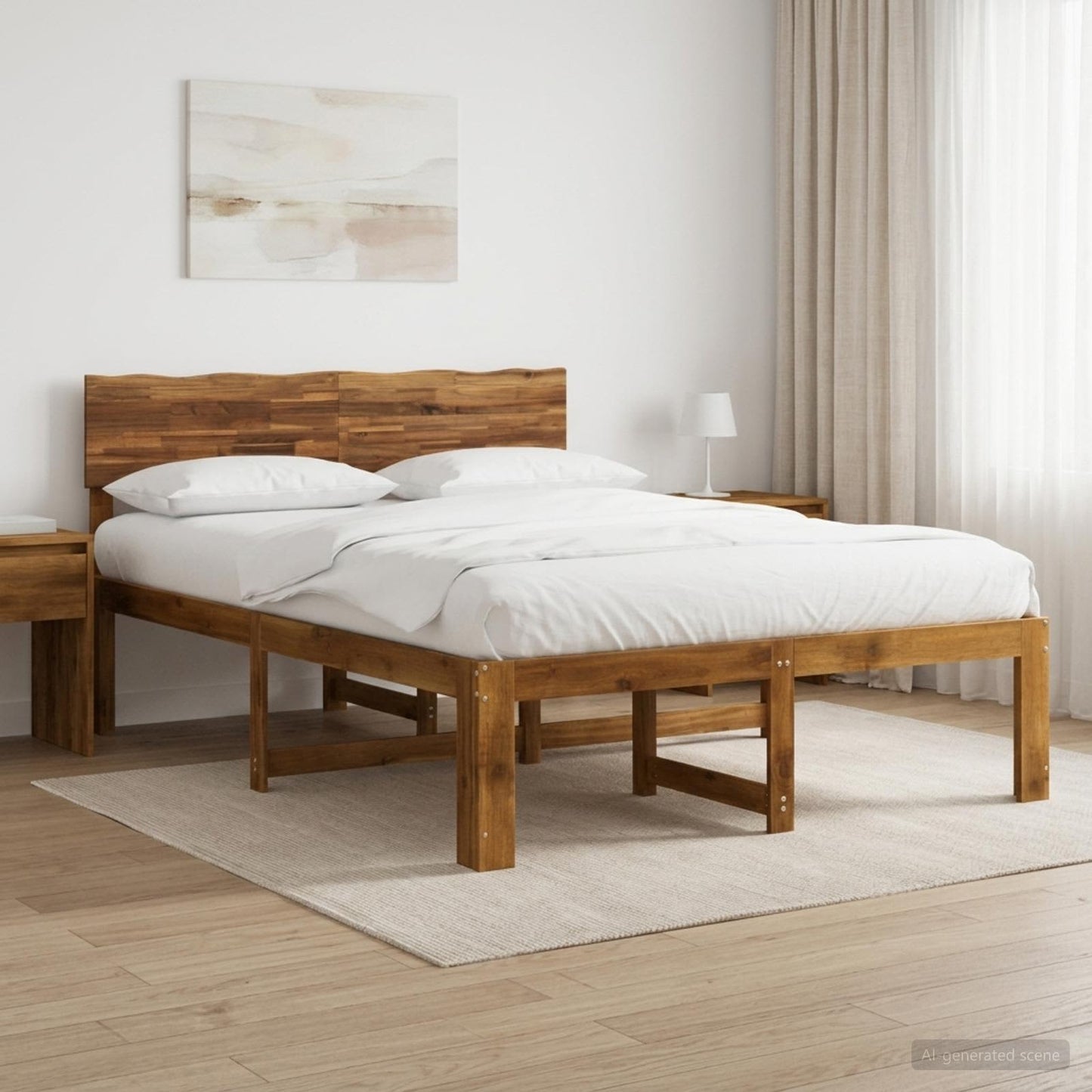Tweepersoonsbed met hoofdeinde ROSTOCK Naturel 120 x 190 cm