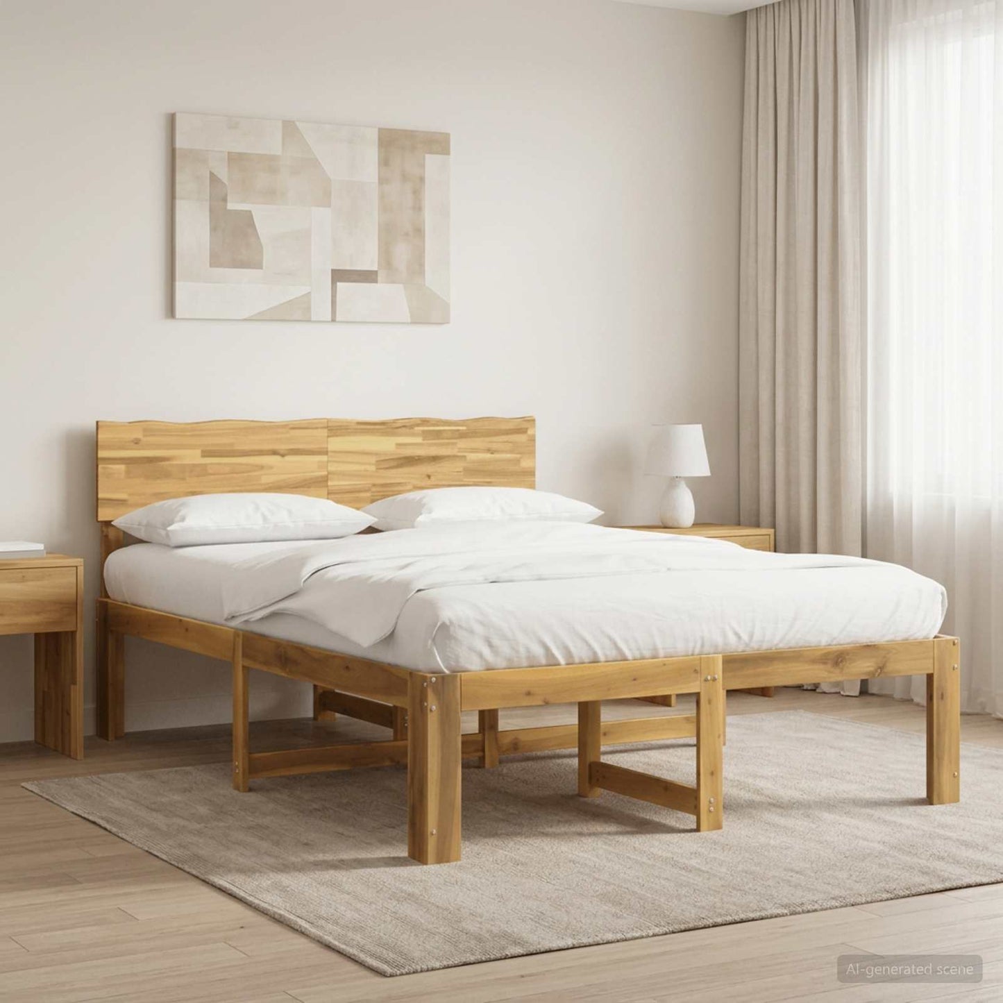 Tweepersoonsbed met hoofdeinde ROSTOCK Wit 135 x 190 cm