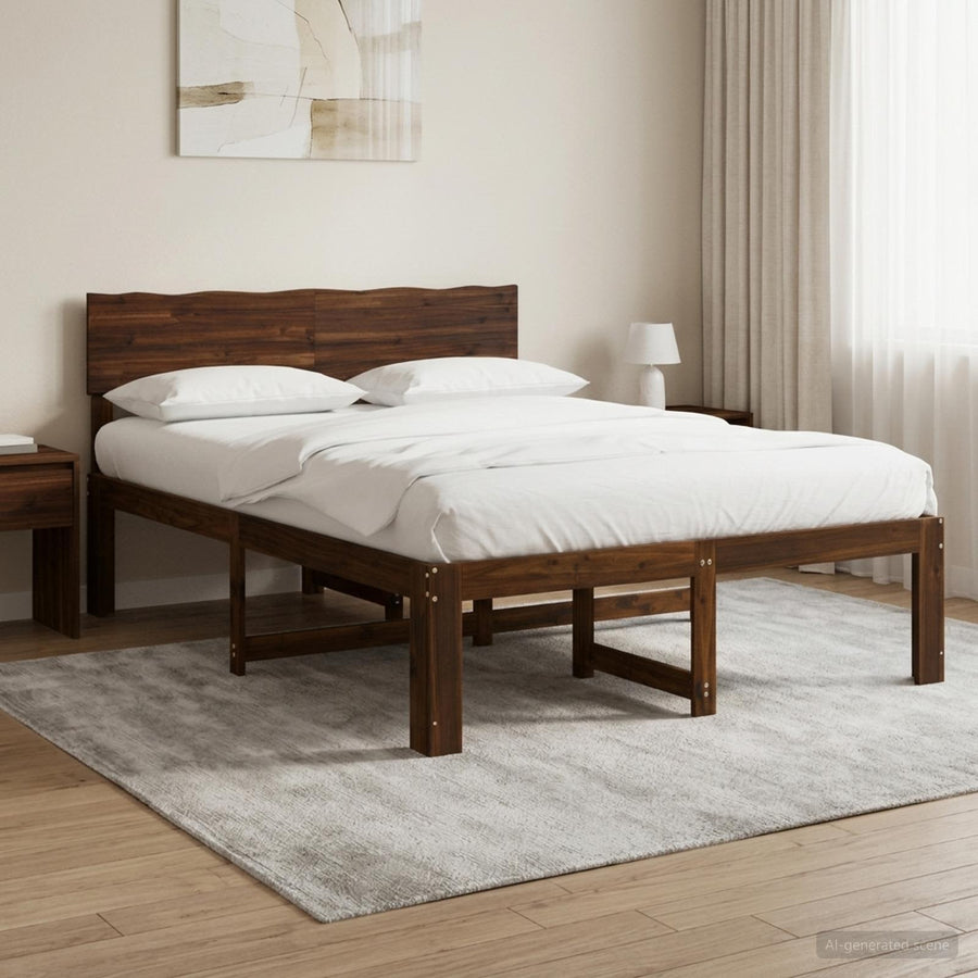 Tweepersoonsbed met hoofdeinde ROSTOCK Donkerbruin 140 x 190 cm