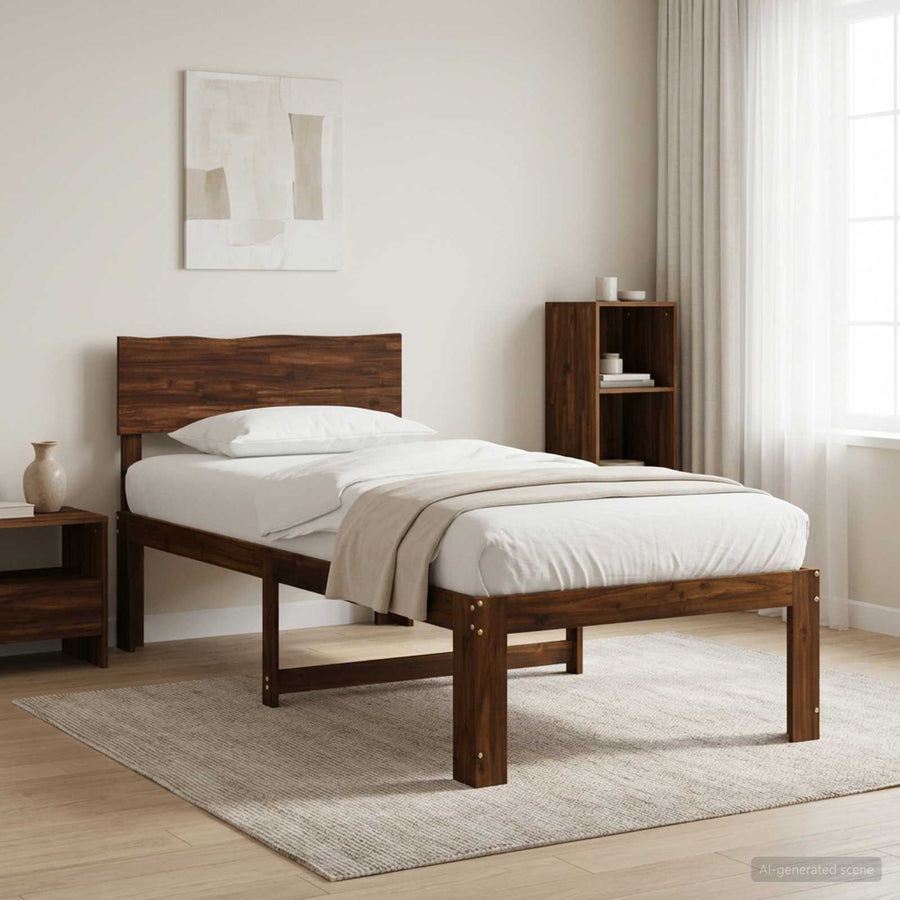 Eenpersoonsbed met hoofdbord ROSTOCK Donkerbruin 80 x 200 cm