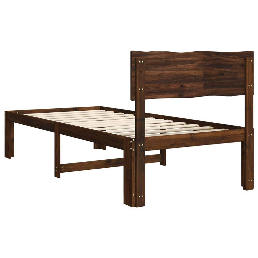 Eenpersoonsbed met hoofdbord ROSTOCK Donkerbruin 90 x 200 cm