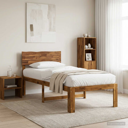 Eenpersoonsbed met hoofdbord ROSTOCK Naturel 90 x 200 cm