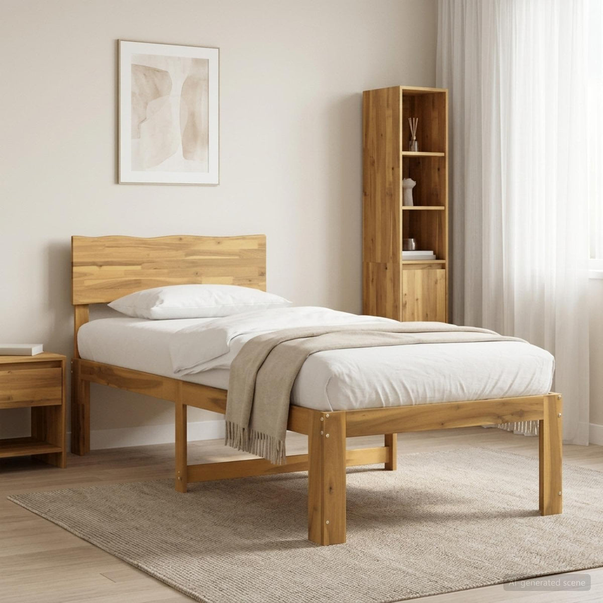Eenpersoonsbed met hoofdbord ROSTOCK Wit 100 x 200 cm
