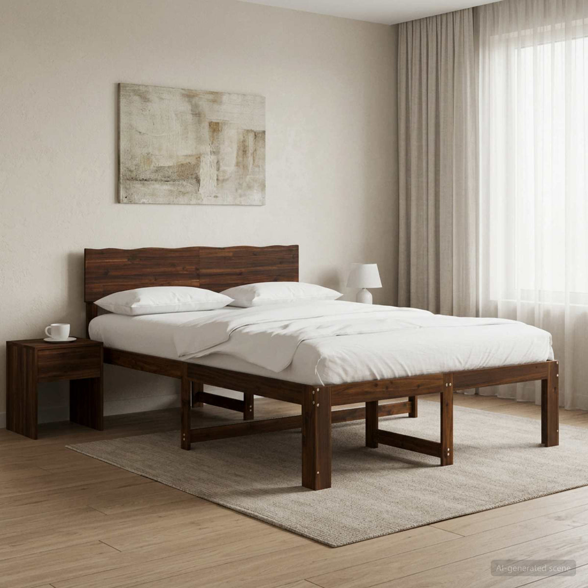Tweepersoonsbed met hoofdeinde ROSTOCK Donkerbruin 120 x 200 cm
