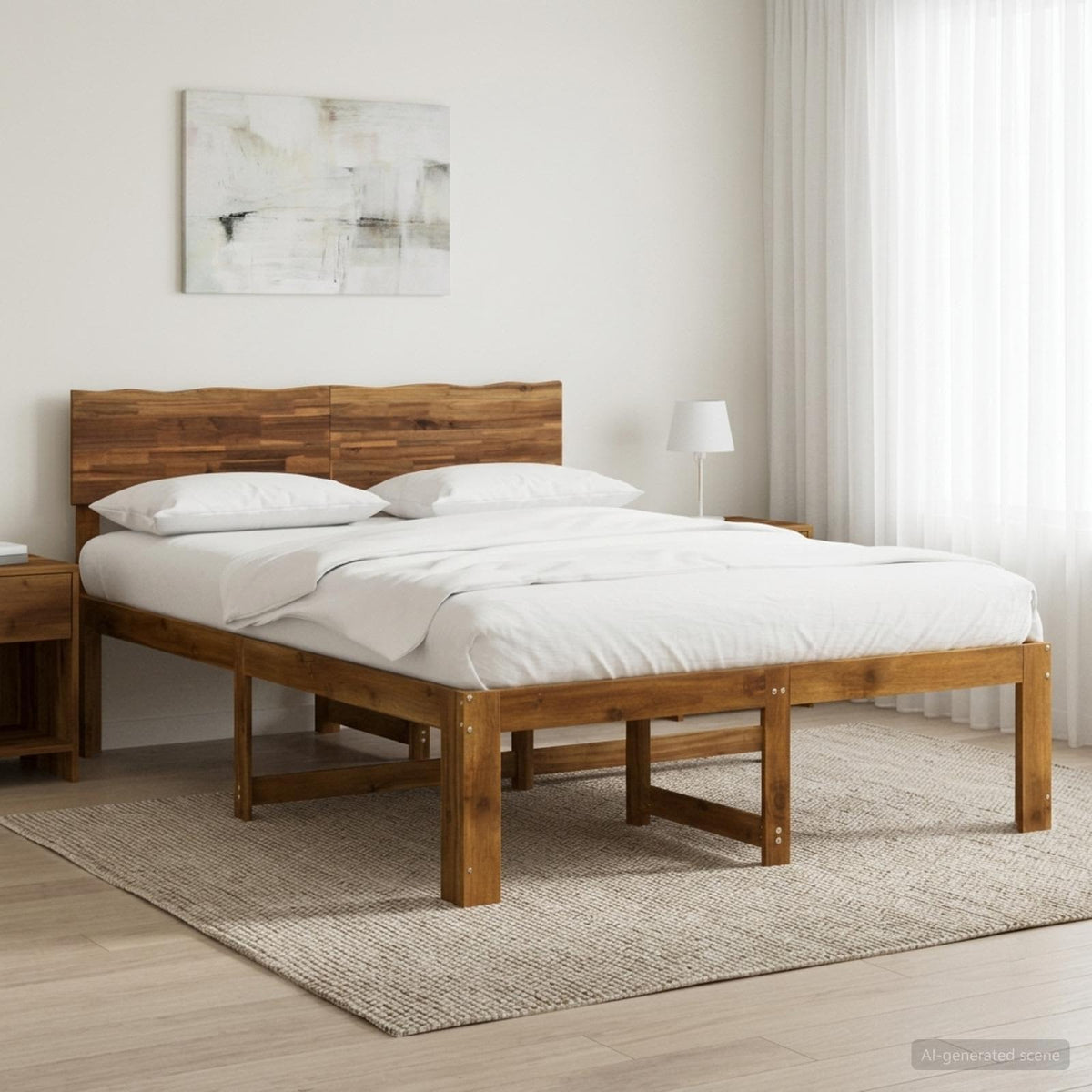 Tweepersoonsbed met hoofdeinde ROSTOCK Naturel 120 x 200 cm