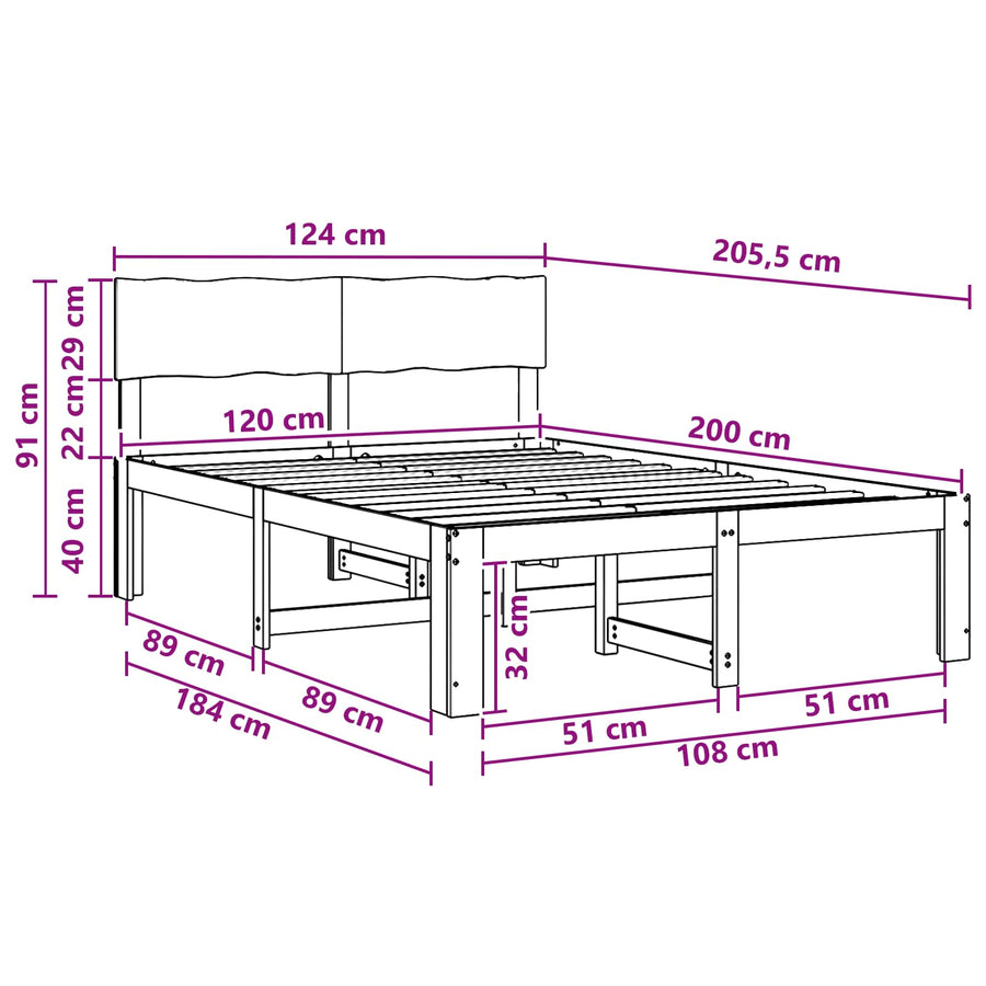 Tweepersoonsbed met hoofdeinde ROSTOCK Naturel 120 x 200 cm