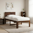 Eenpersoonsbed 75x190 cm massief acaciahout donkerbruin