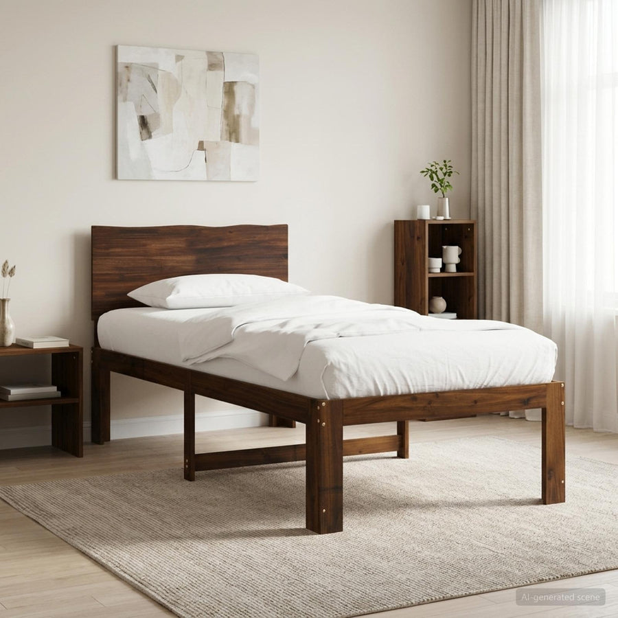 Eenpersoonsbed met hoofdbord ROSTOCK Donkerbruin 75 x 190 cm
