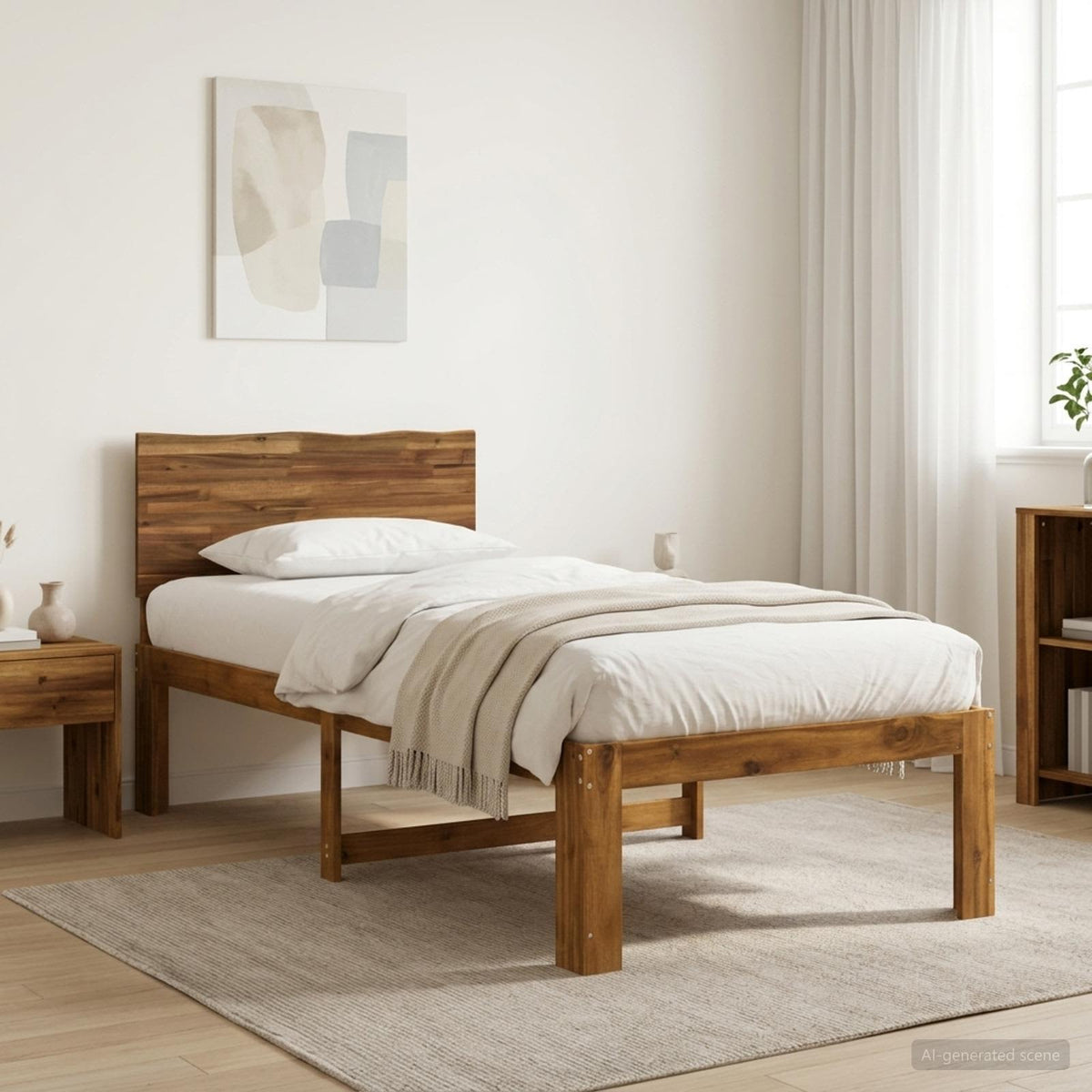 Eenpersoonsbed met hoofdbord ROSTOCK Naturel 75 x 190 cm