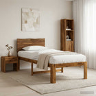 Eenpersoonsbed acaciahout 90x190 cm naturel met hoofdbord
