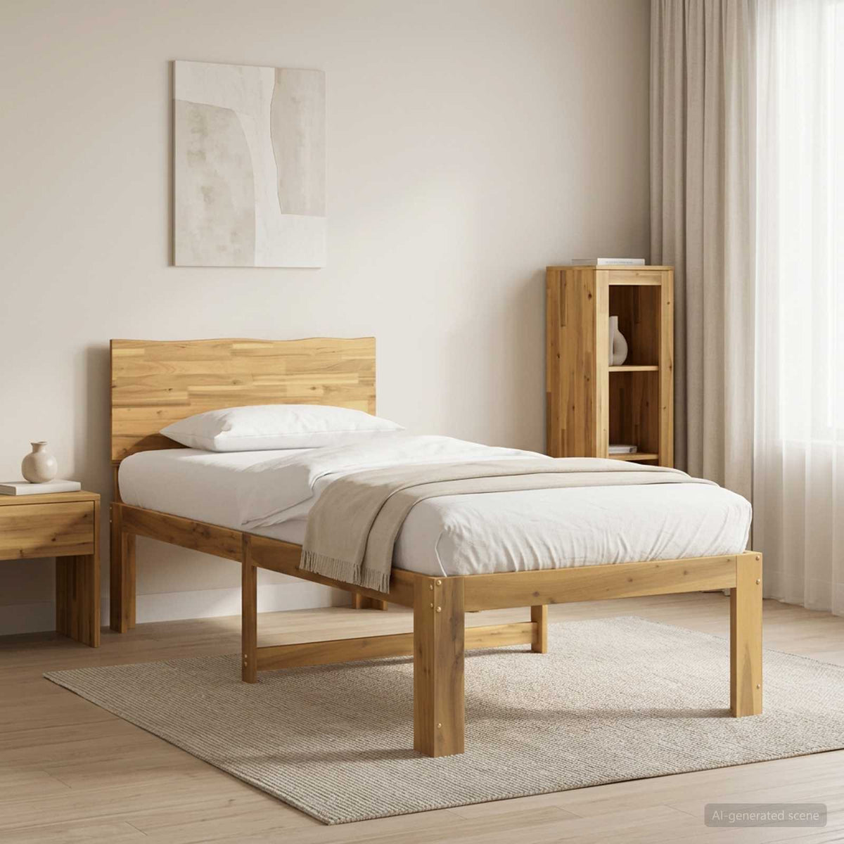 Eenpersoonsbed met hoofdbord ROSTOCK Wit 90 x 190 cm