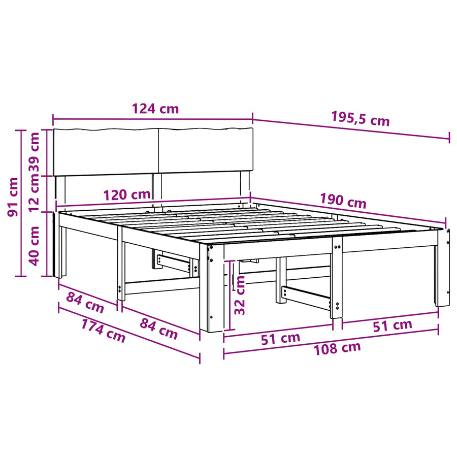 Tweepersoonsbed met hoofdeinde ROSTOCK Wit 120 x 190 cm