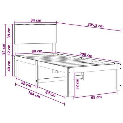 Eenpersoonsbed met hoofdbord ROSTOCK Donkerbruin 80 x 200 cm