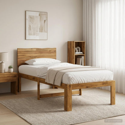 Eenpersoonsbed met hoofdbord ROSTOCK Naturel 80 x 200 cm