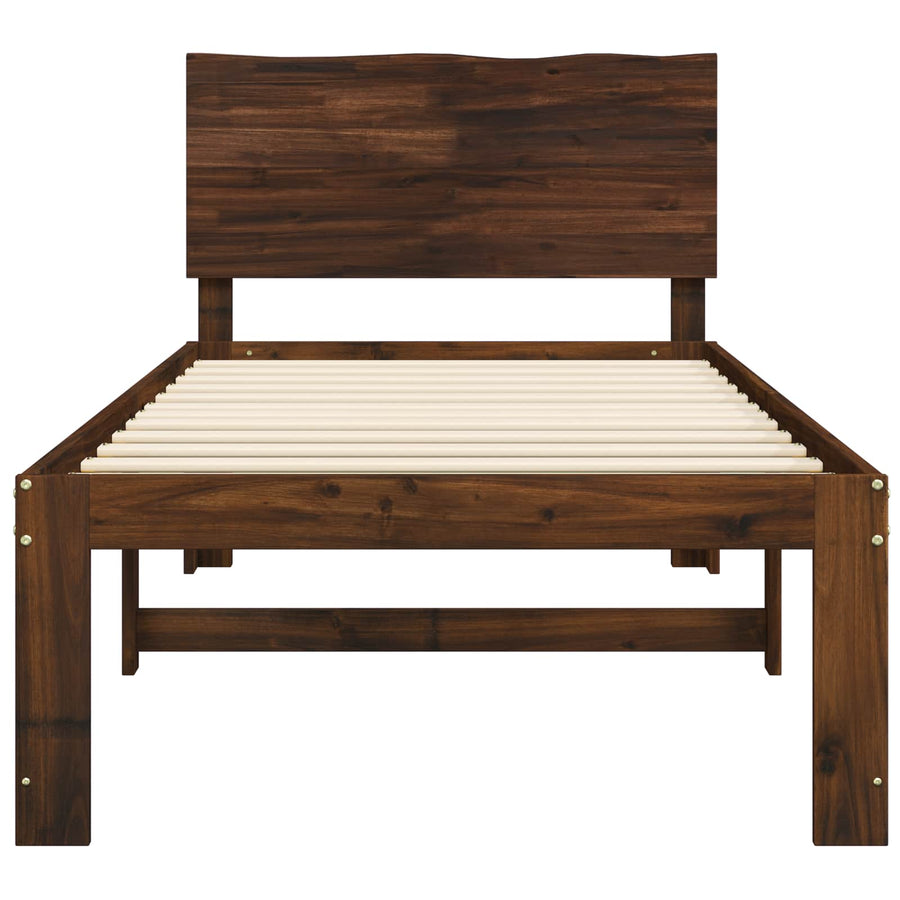 Eenpersoonsbed met hoofdbord ROSTOCK Donkerbruin 90 x 200 cm