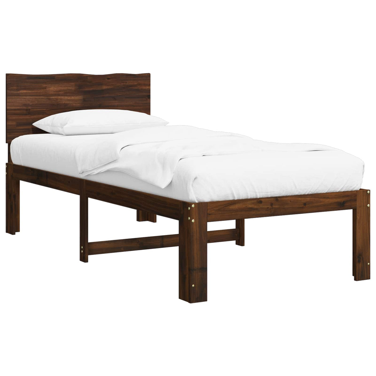 Eenpersoonsbed met hoofdbord ROSTOCK Donkerbruin 100 x 200 cm