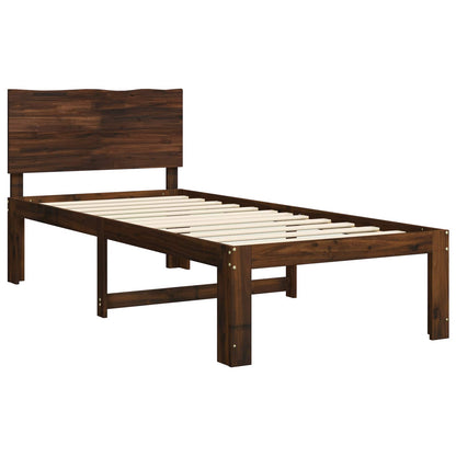 Eenpersoonsbed met hoofdbord ROSTOCK Donkerbruin 100 x 200 cm
