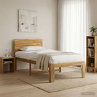 Eenpersoonsbed massief acaciahout wit 100x200 cm