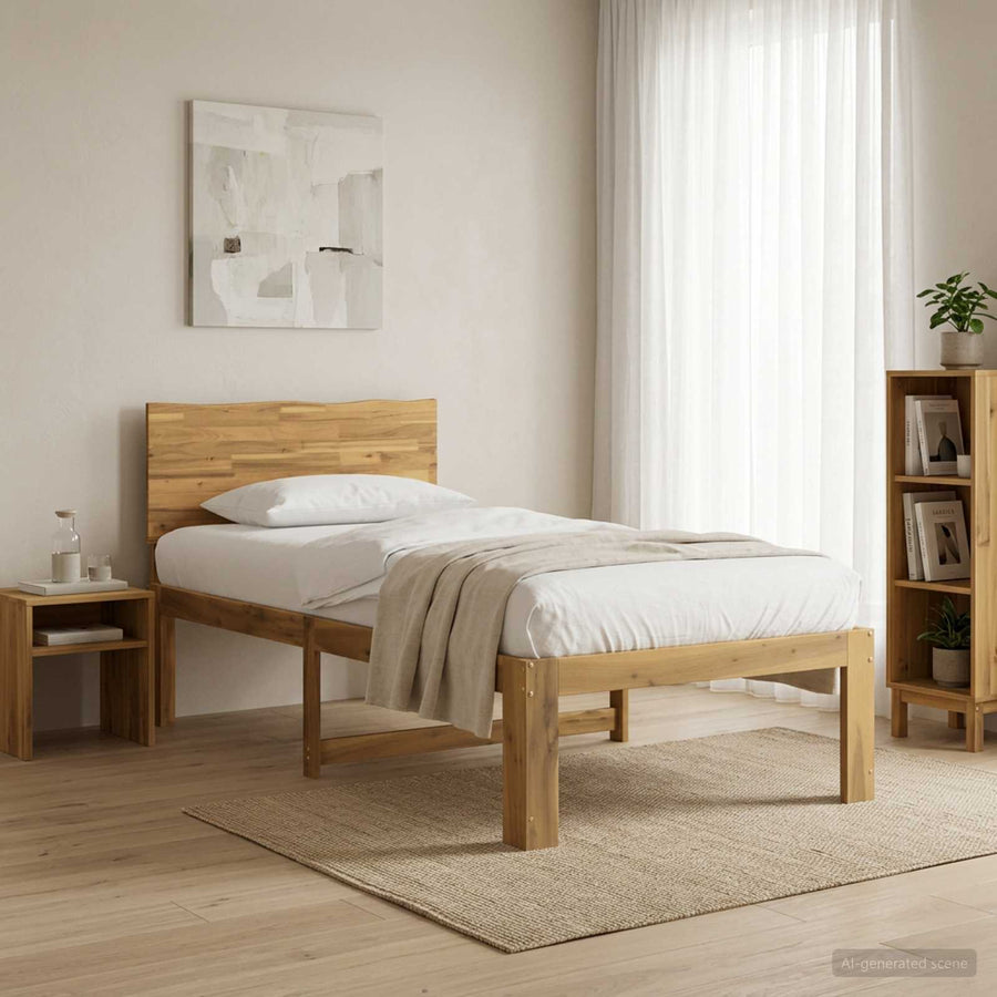 Eenpersoonsbed met hoofdbord ROSTOCK Wit 100 x 200 cm