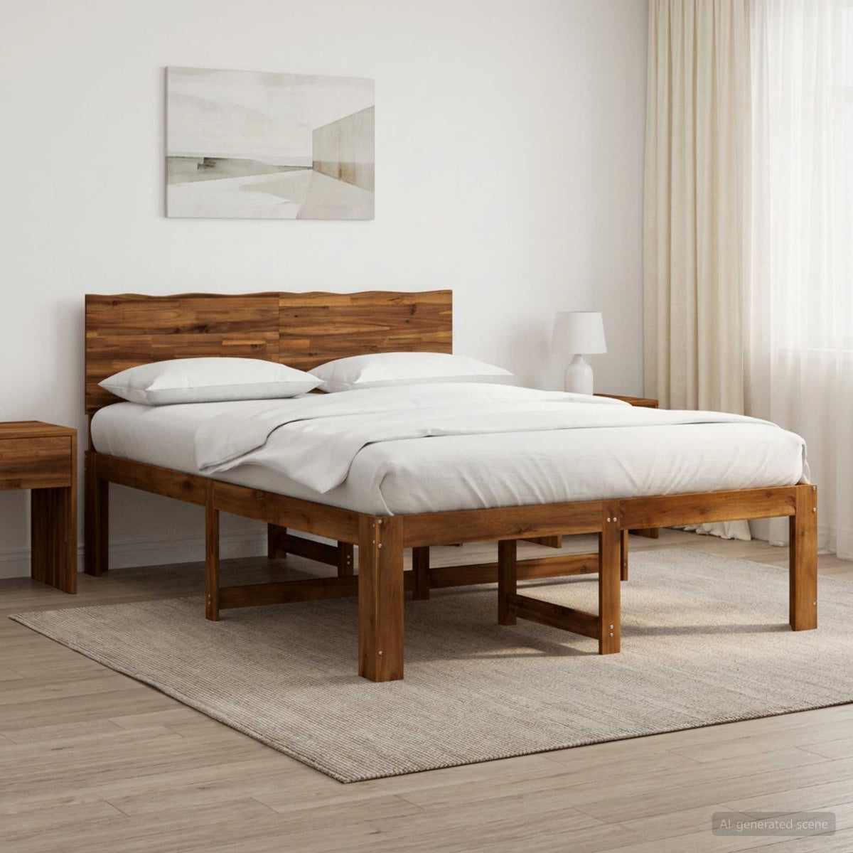 Tweepersoonsbed met hoofdeinde ROSTOCK Naturel 120 x 200 cm