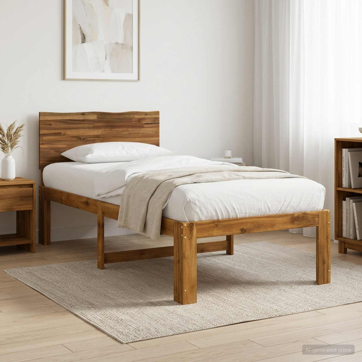 Eenpersoonsbed met hoofdbord ROSTOCK Naturel 75 x 190 cm