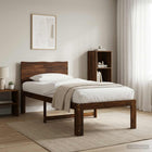 Bed 90x190 cm massief acaciahout donkerbruin hoofdbord