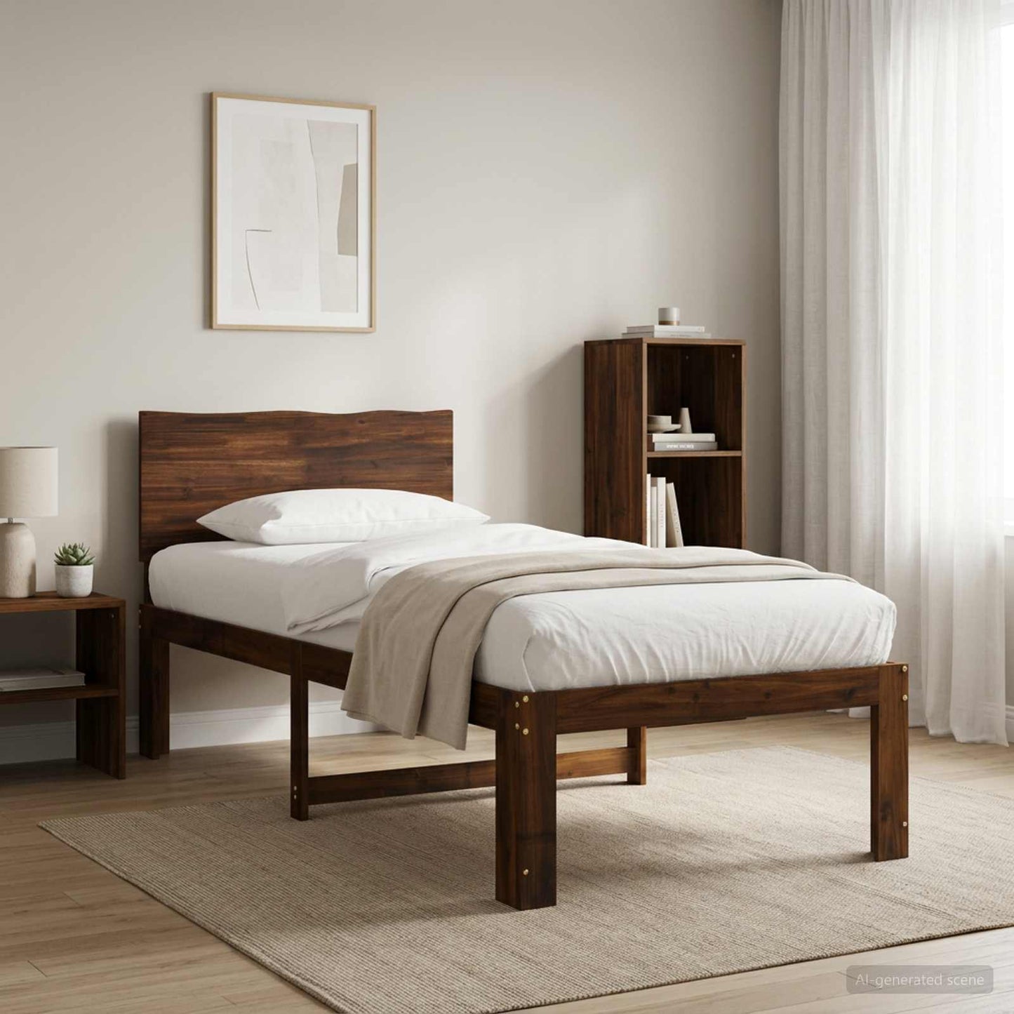 Eenpersoonsbed met hoofdbord ROSTOCK Donkerbruin 90 x 190 cm